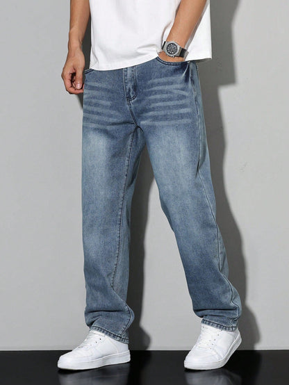 Straight-Leg Washed Jeans