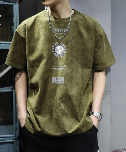 Graphic Washed Tee with Earth Print