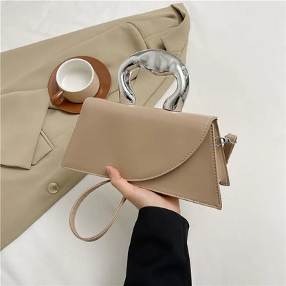 Structured Handbag with Sculpted Handle