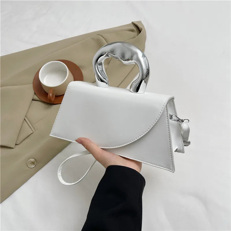 Structured Handbag with Sculpted Handle