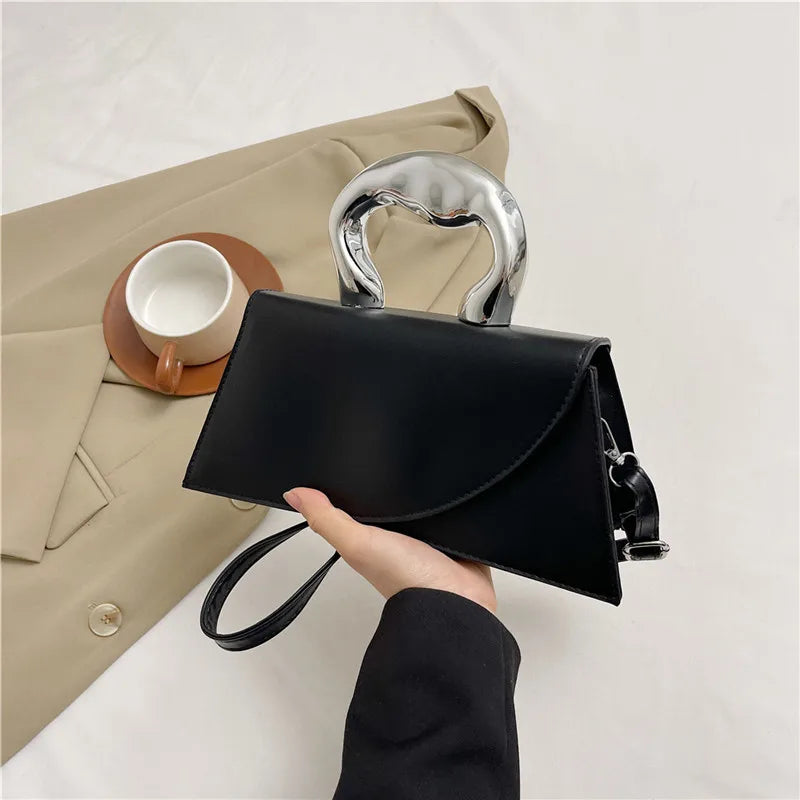 Structured Handbag with Sculpted Handle