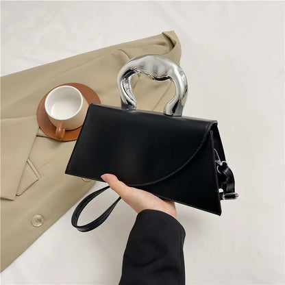 Structured Handbag with Sculpted Handle
