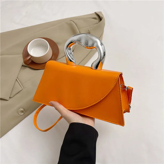 Structured Handbag with Sculpted Handle
