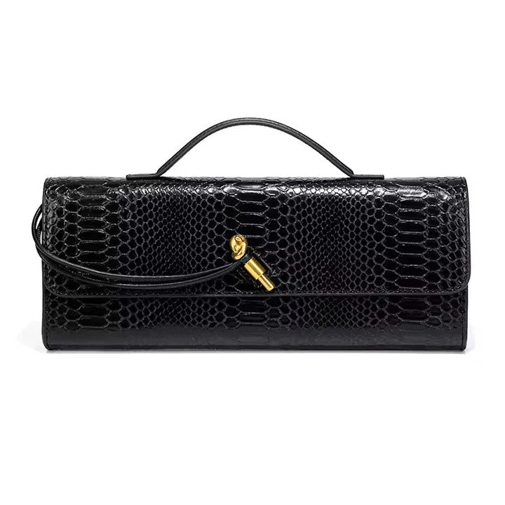 Textured Clutch with Wrap Strap Detail