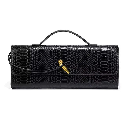 Textured Clutch with Wrap Strap Detail