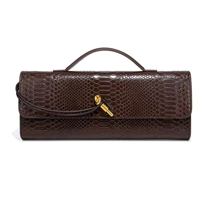 Textured Clutch with Wrap Strap Detail