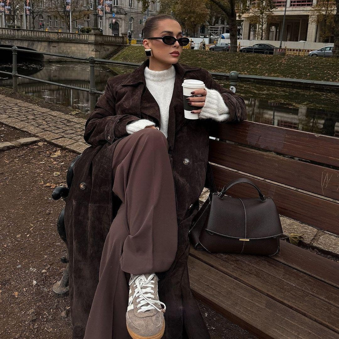 Fold-Front Structured Top Handle Bag