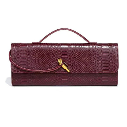 Textured Clutch with Wrap Strap Detail