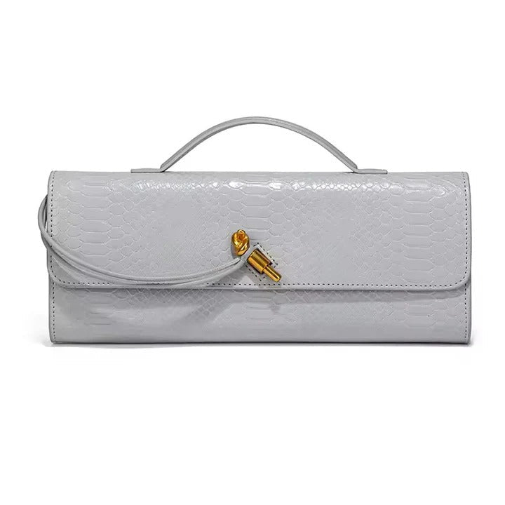 Textured Clutch with Wrap Strap Detail