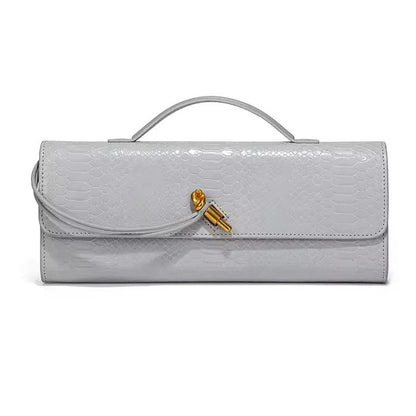 Textured Clutch with Wrap Strap Detail