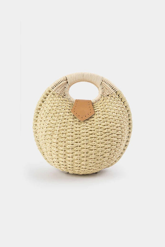 Round Woven Tote with Fixed Handle