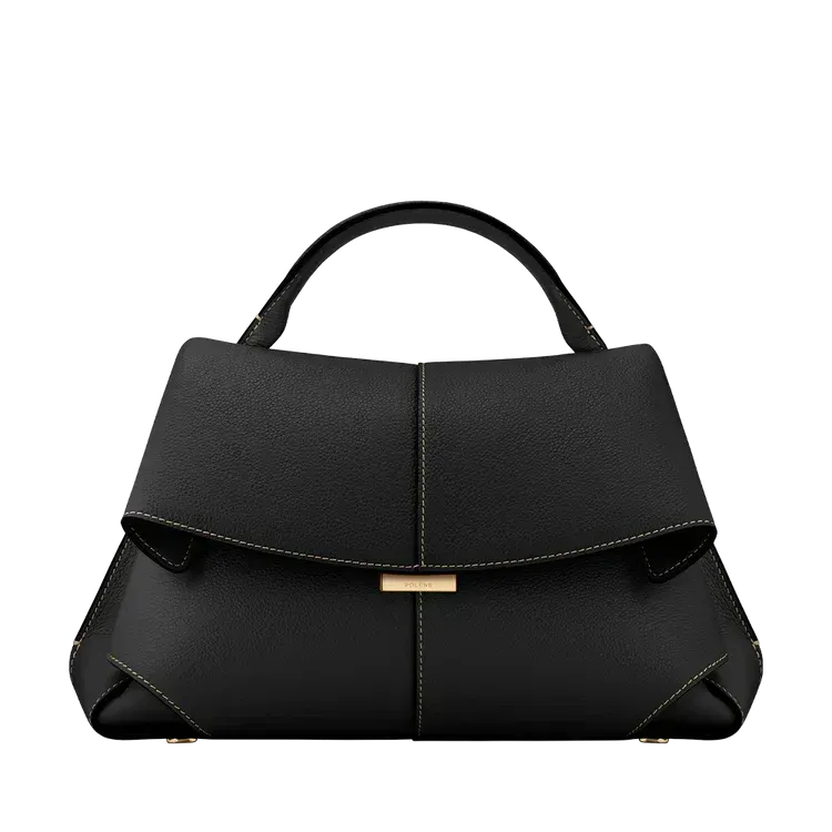 Fold-Front Structured Top Handle Bag