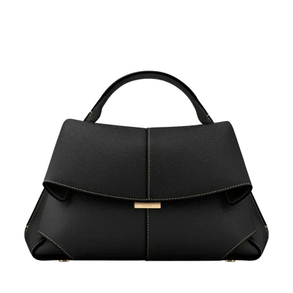 Fold-Front Structured Top Handle Bag