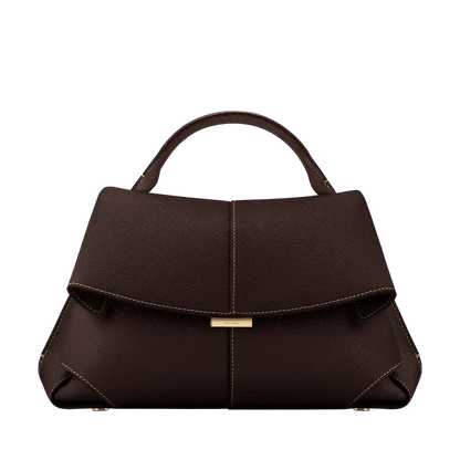 Fold-Front Structured Top Handle Bag