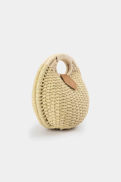Round Woven Tote with Fixed Handle