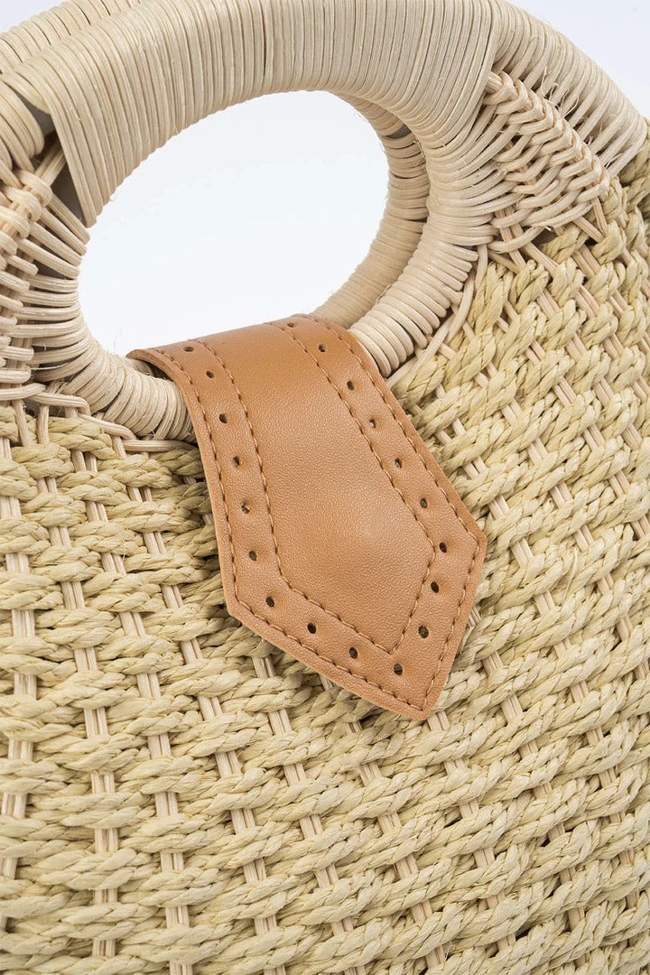 Round Woven Tote with Fixed Handle