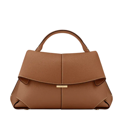 Fold-Front Structured Top Handle Bag