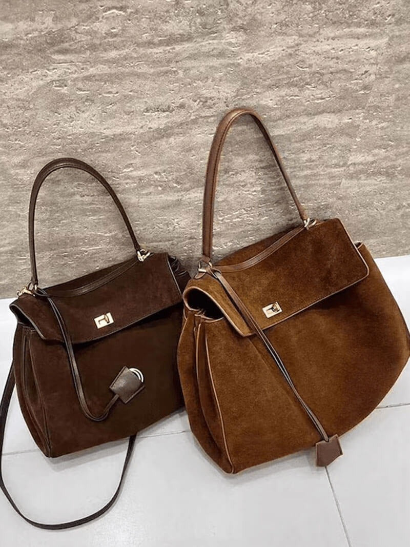 Structured Suede Shoulder Bag