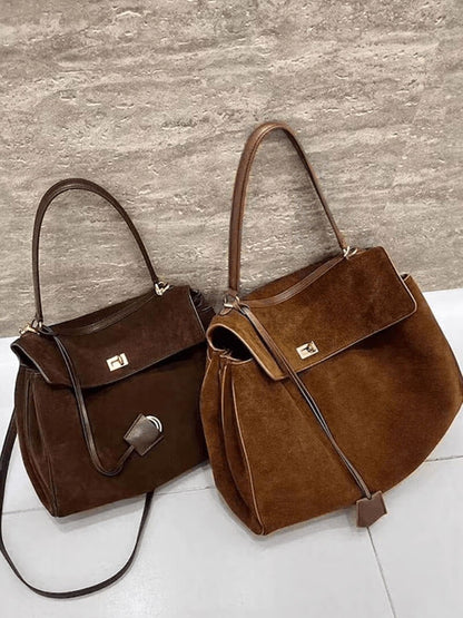 Structured Suede Shoulder Bag