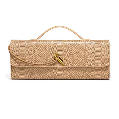Textured Clutch with Wrap Strap Detail