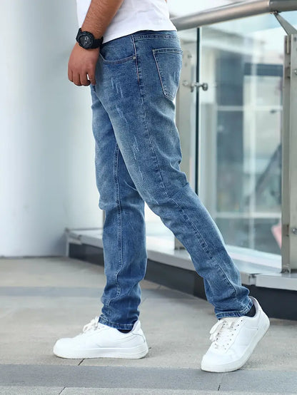Straight-Leg Washed Denim Pants