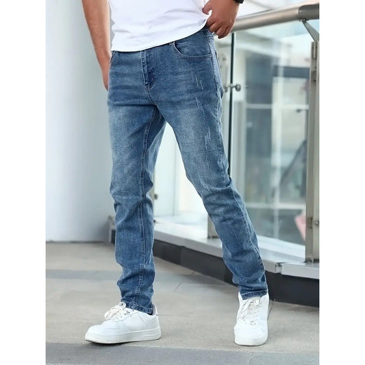 Straight-Leg Washed Denim Pants