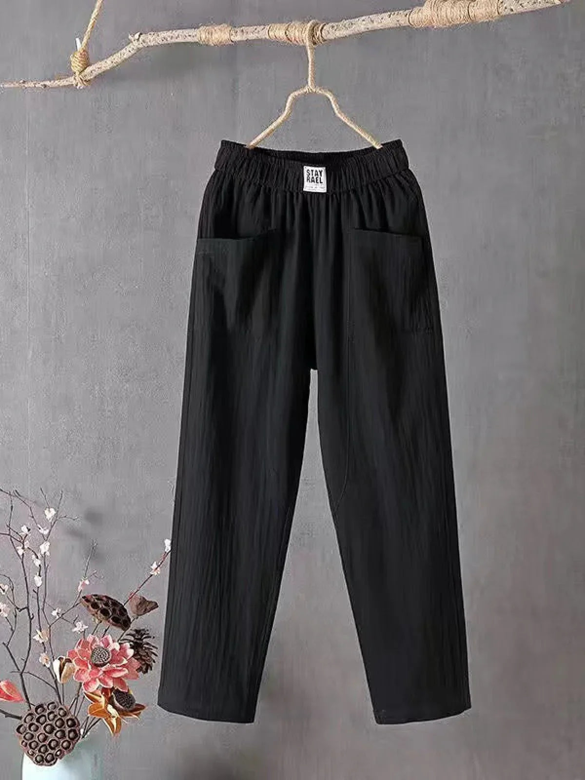 Elastic-Waist Tapered Trousers