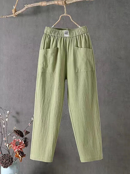 Elastic-Waist Tapered Trousers