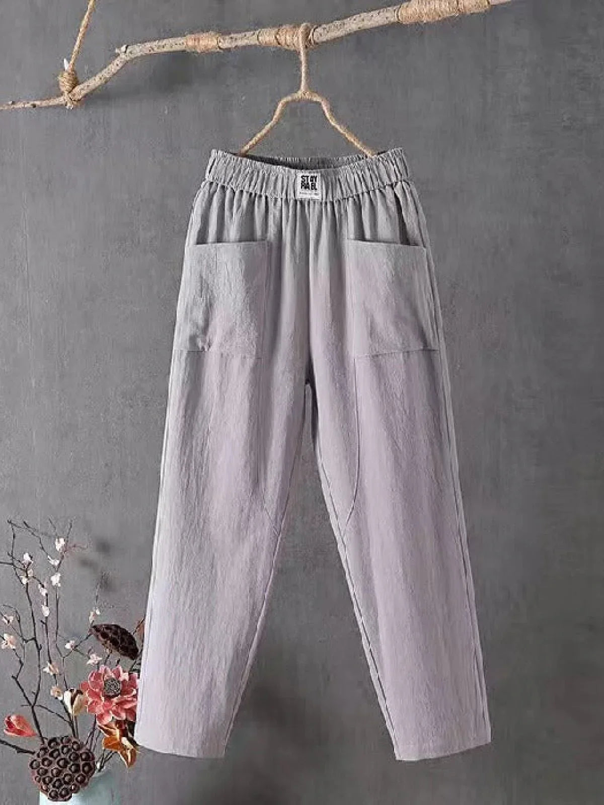Elastic-Waist Tapered Trousers