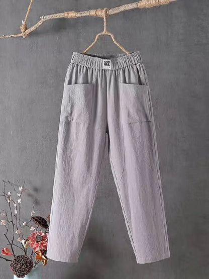 Elastic-Waist Tapered Trousers