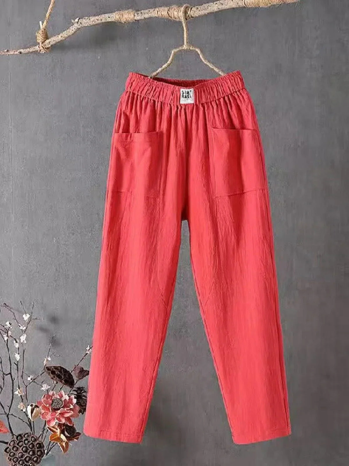 Elastic-Waist Tapered Trousers