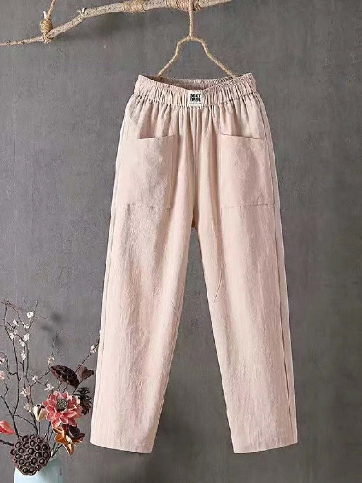 Elastic-Waist Tapered Trousers