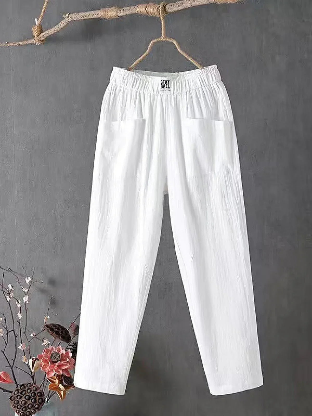 Elastic-Waist Tapered Trousers