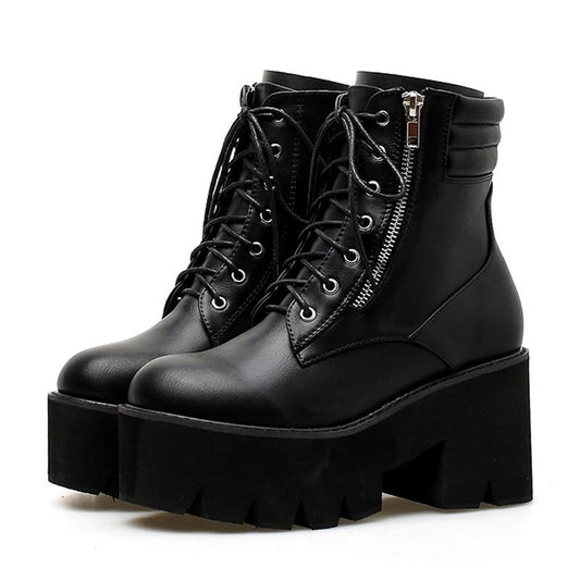 Lace-Up Zip Combat Boots