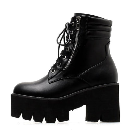 Lace-Up Zip Combat Boots
