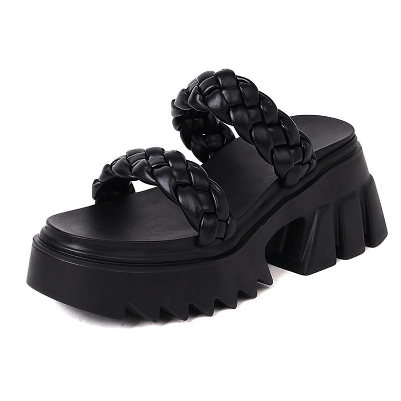 Braided Strap Chunk Sole Sandals