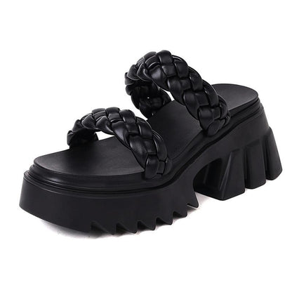 Braided Strap Chunk Sole Sandals