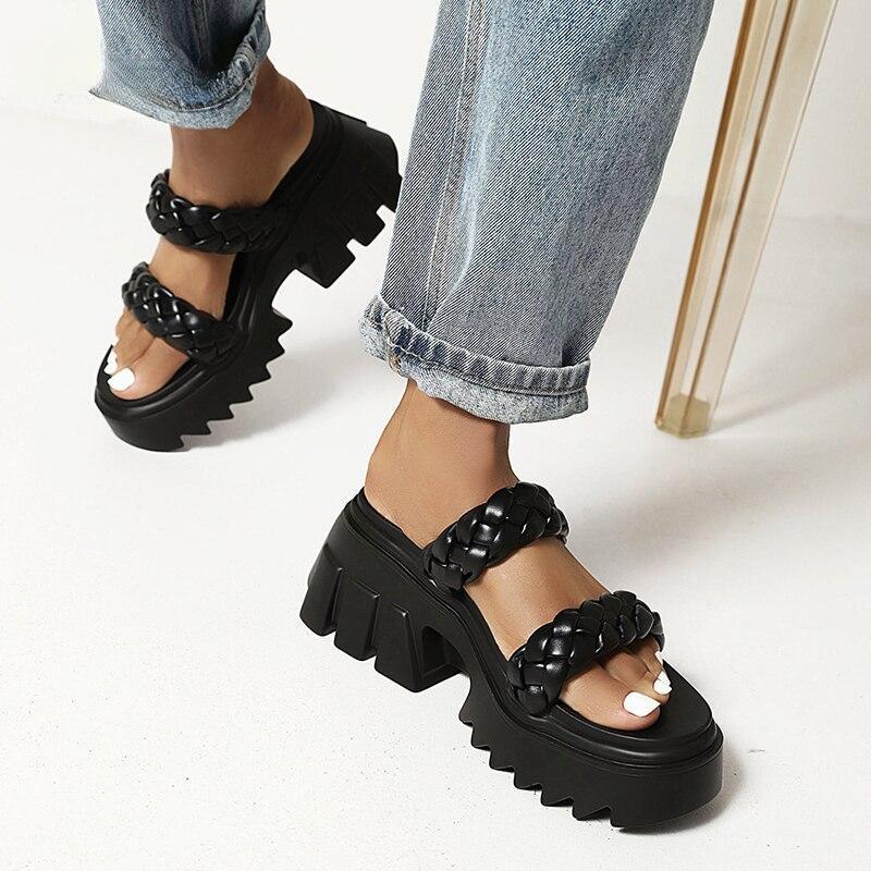 Braided Strap Chunk Sole Sandals