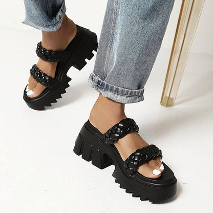 Braided Strap Chunk Sole Sandals