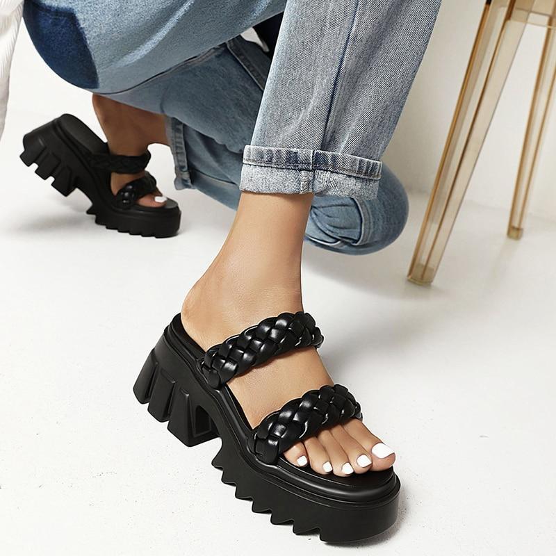 Braided Strap Chunk Sole Sandals