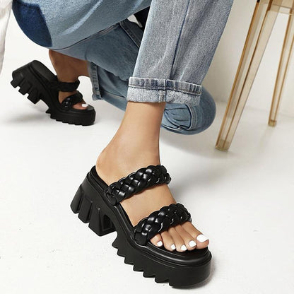 Braided Strap Chunk Sole Sandals