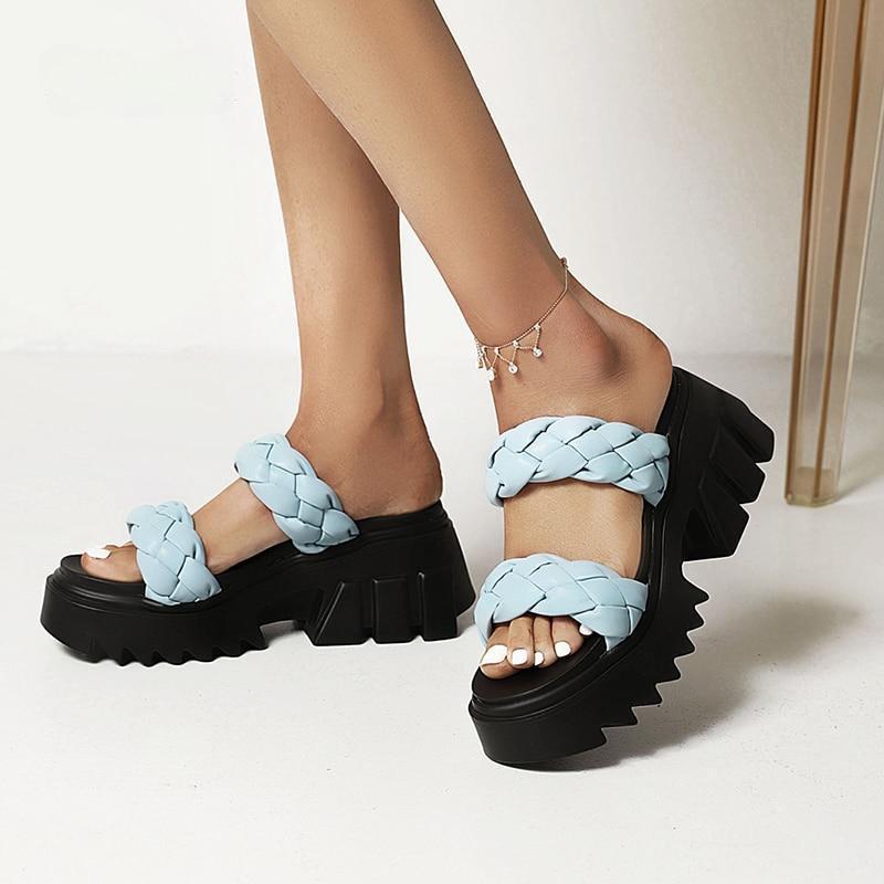 Braided Strap Chunk Sole Sandals