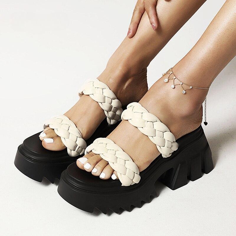 Braided Strap Chunk Sole Sandals