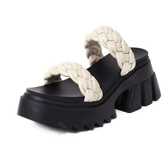Braided Strap Chunk Sole Sandals