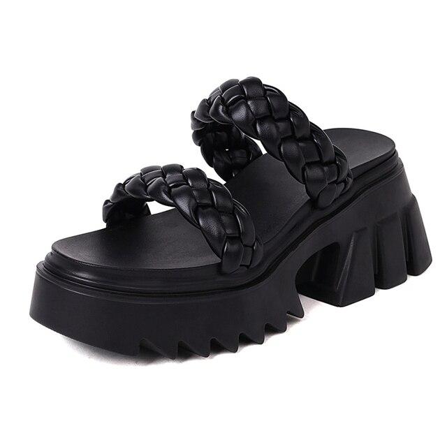 Braided Strap Chunk Sole Sandals