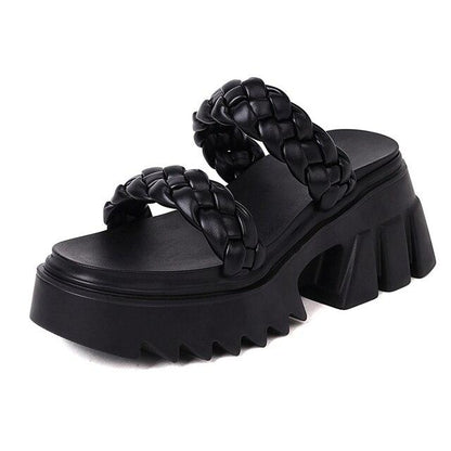 Braided Strap Chunk Sole Sandals