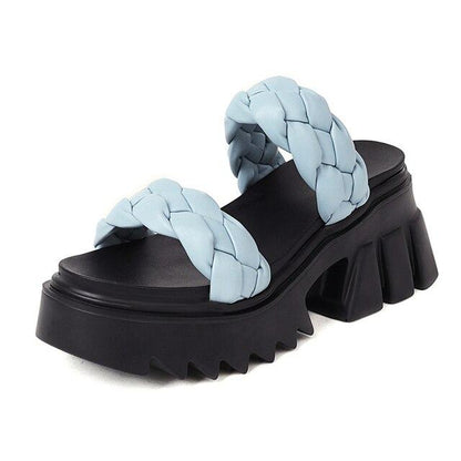 Braided Strap Chunk Sole Sandals