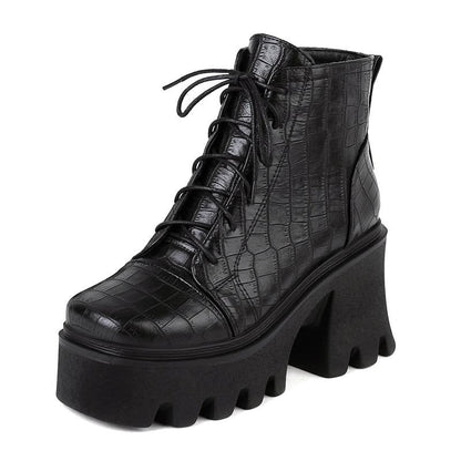 Croc-Embossed Lug Sole Boots