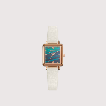 Women's Square Face Watch with Patterned Dial and Textured Strap
