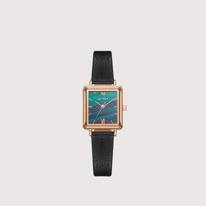 Women's Square Face Watch with Patterned Dial and Textured Strap